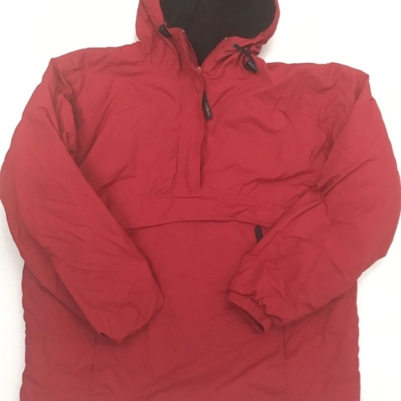 L.L.BEAN Squall Pullover Red Coat Winter Hoodie Fleece Lined Ski Snow Large - Picture 5 of 12